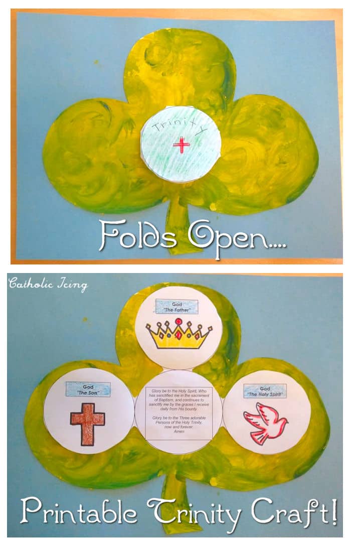 printable trinity craft for St. Patrick's day that folds open