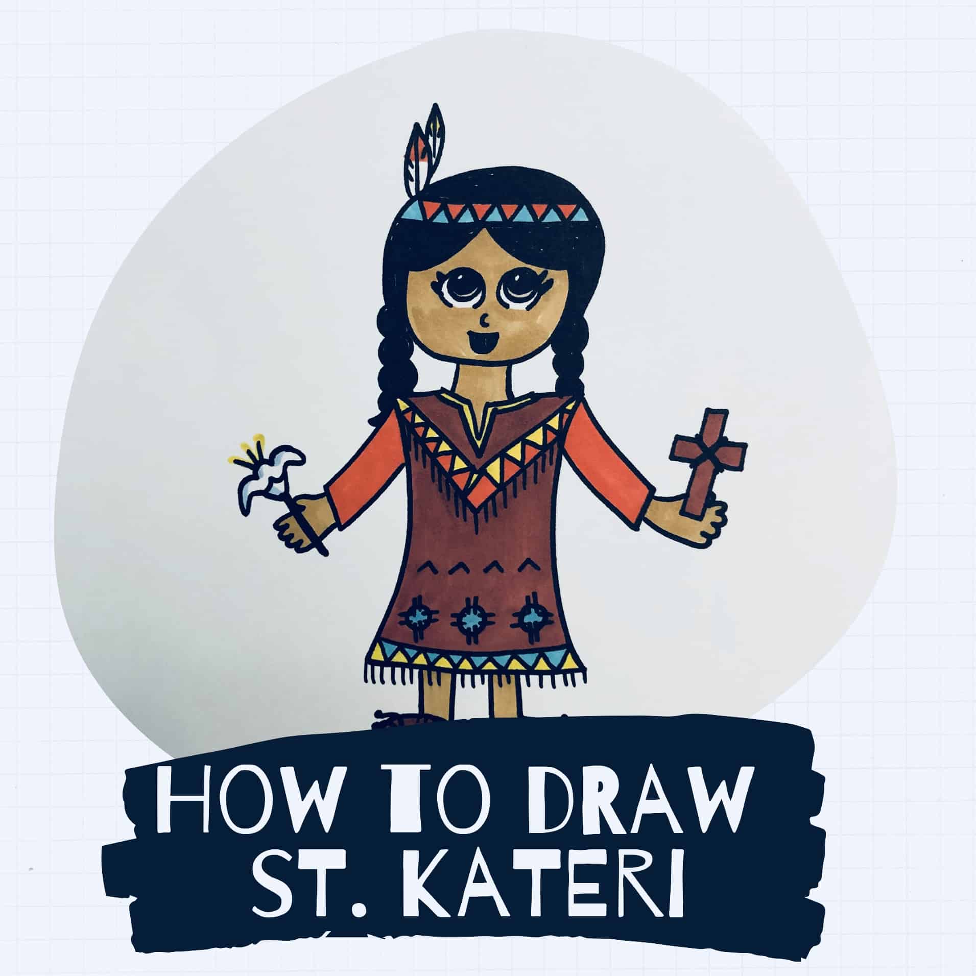 Catholic How To Draw: Saint Kateri {and a free coloring page!}